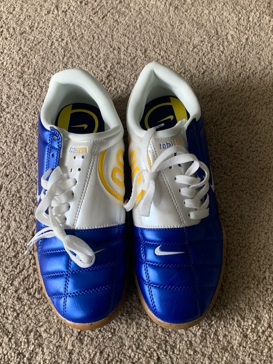 Nike White, Blue & Yellow Indoor Soccer Shoes main image 5